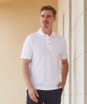 Classic cotton piqué polo with stand-up collar